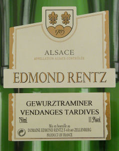 Edmond Rentz, Gewürztraminer, Vendanges Tardives, Gewürz, VT, vin d'Alsace